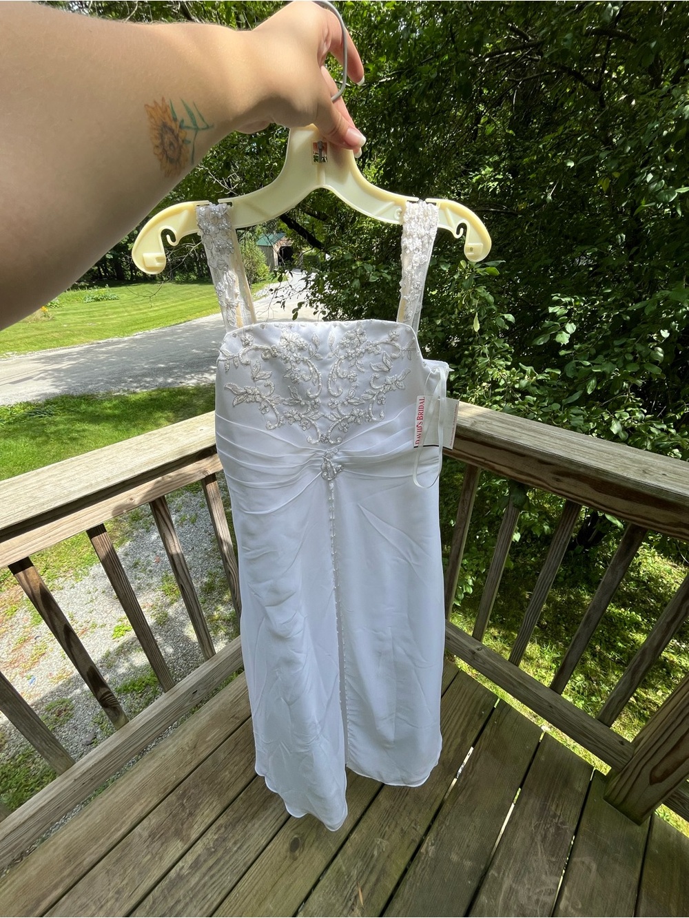 David's Bridal White Floral Lace Bodice Girls Formal Dress - Picture 1 of 6